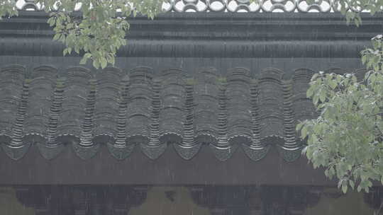 古建筑屋檐下雨 意境水滴 唯美屋檐雨滴