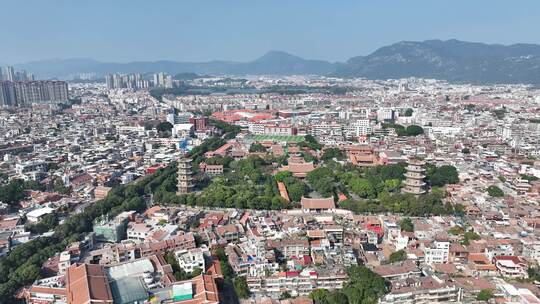 泉州开元寺航拍鲤城区大景泉州东西塔风景