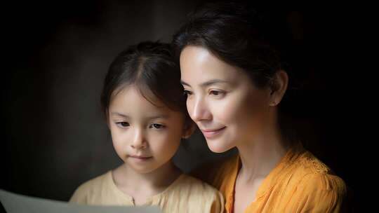 温馨母女阅读时光传递家庭关爱