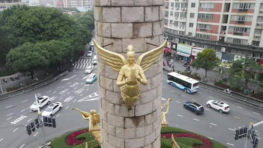 航拍福建泉州城市地标自由女神