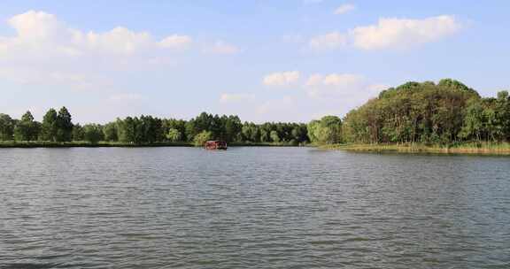 苏州太湖湿地公园美丽湖水绿植生态景观