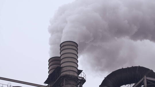 工厂白烟特写镜头空气污染环境保护题材