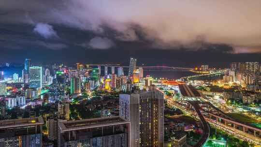 广东珠海市拱北湾夜景延时4K