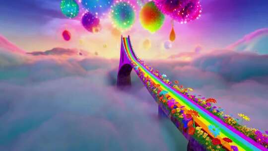 梦幻彩虹桥云端美景