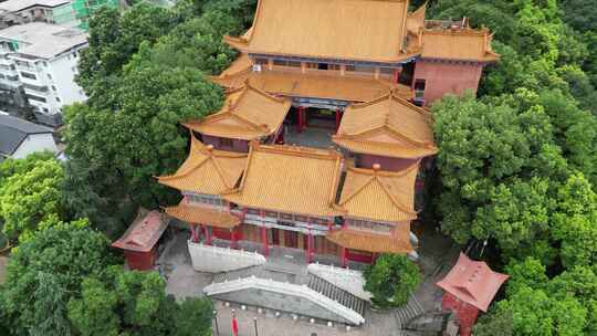 航拍衡阳回雁峰景区雁峰烟雨雁峰寺