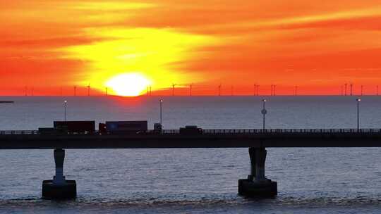 东海大桥 日出 上海建设 临港 跨海大桥