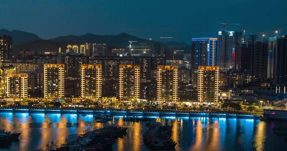 汕尾城市风光夜景航拍