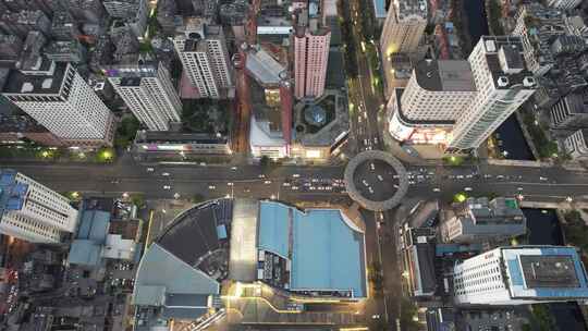 城市老城区商业街航拍高清在线视频素材下载