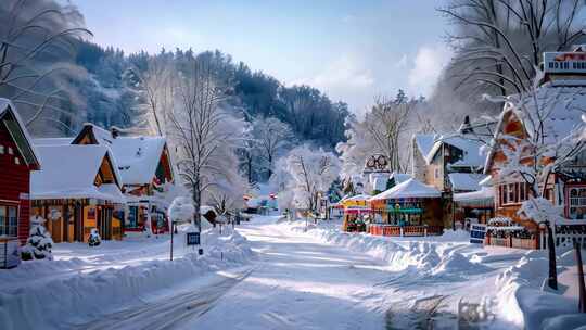 冬日雪景 圣诞小镇