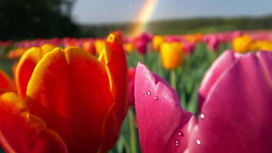 郁金香花海与彩虹景观