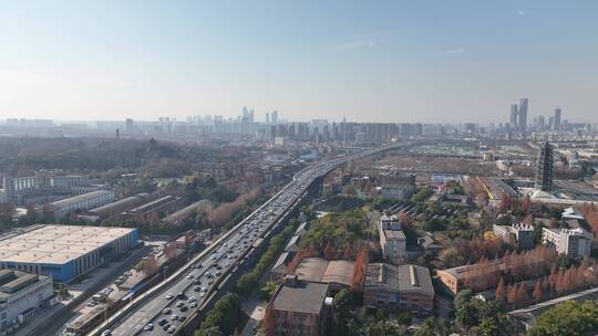 南京城市风光应天大街高架车流1865产业园
