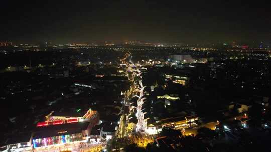 江苏苏州城市夜景大景航拍