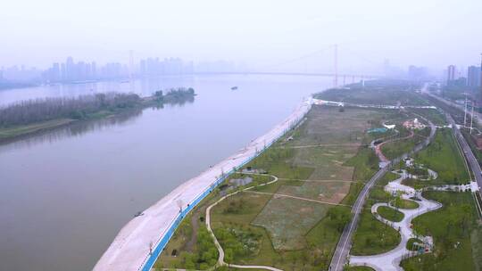 4K航拍武汉洪山江滩公园视频合集视频素材模板下载