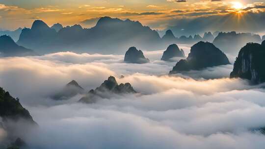 山脉云海日出景观