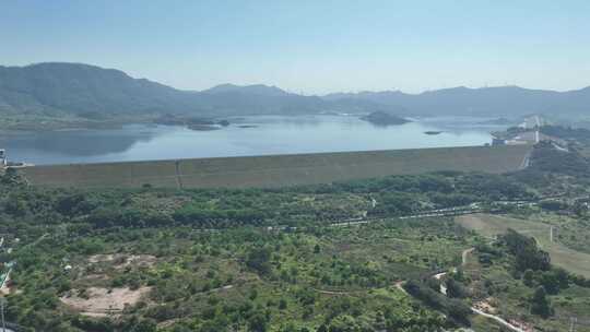 深圳光明区光明水库航拍光明湖绿水青山风光