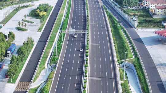 航拍高速公路枣庄段京台高速