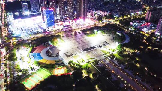 广州市增城广场城市夜景航拍