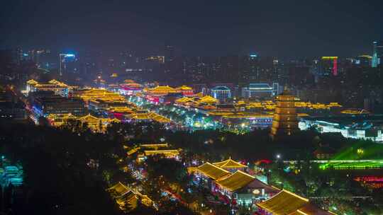 西安大雁塔夜景_大唐不夜城夜景延时