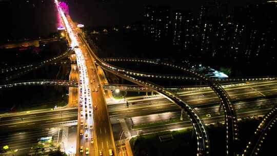 立交桥堵车夜景视频素材