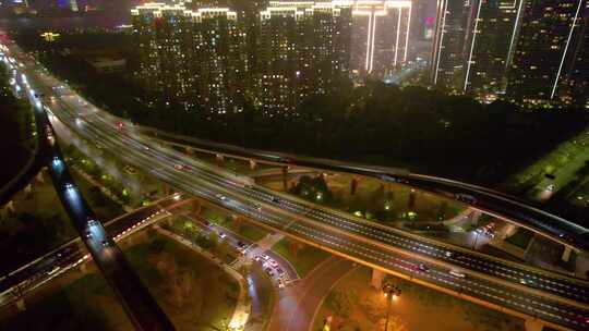 杭州滨江区江南大道立交桥高架桥夜晚夜景