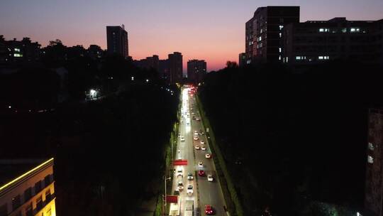 航拍湖北宜昌夷陵区夜景