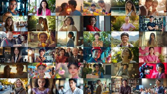 百人千人万人笑容微笑(前136S为快速预览)高清在线视频素材下载