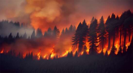 AIGC素材 森林火灾 山火防治