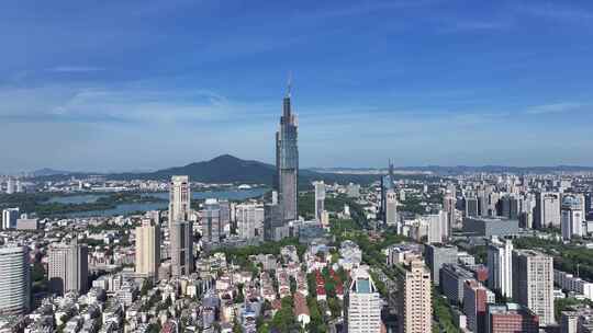 南京城市大景紫峰大厦航拍