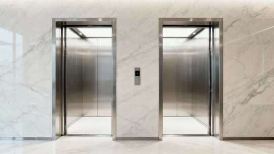 现代简约商务写字楼电梯自动开关门视频