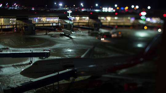 夜晚的机场延时镜头