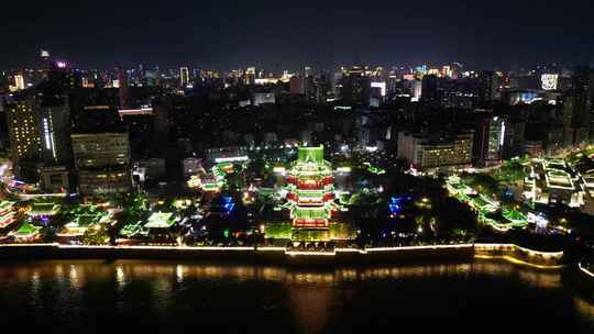 航拍江西南昌夜景滕王阁景区夜景