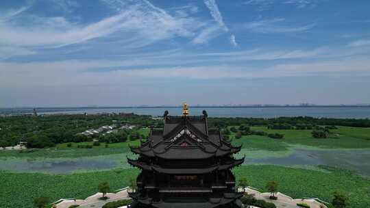 航拍苏州太湖重元寺
