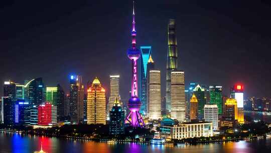 上海陆家嘴夜景全景
