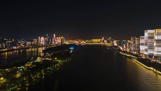 4K航拍长沙夜景延时摄影