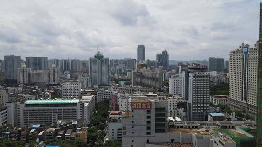 广西南宁朝阳路商业圈高楼建筑航拍