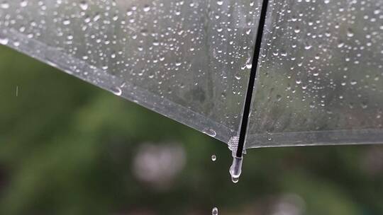 下雨场景，旗袍女孩打伞撑在雨中，雨滴落下