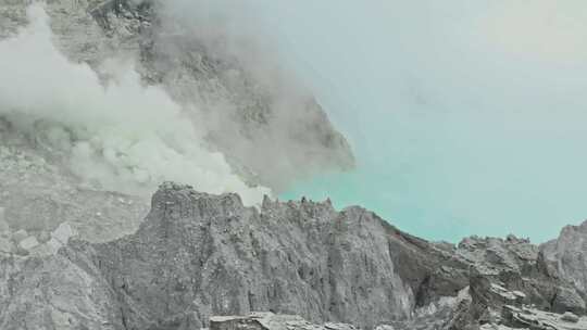 Ijen，火山，烟雾，岩石