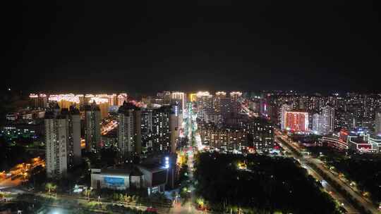 甘肃定西城市夜景电闪雷鸣航拍