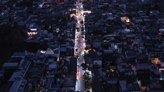 大理旅游大理古城夜景航拍