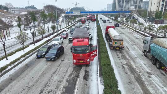 冰雪灾害航拍素材