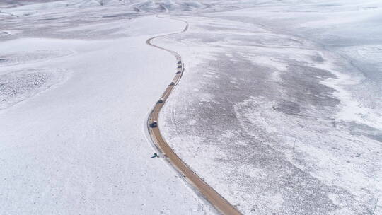 黄河源 高原雪景车队