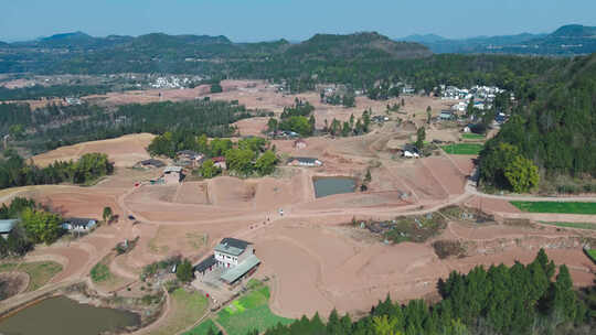 开垦耕地开荒农田航拍