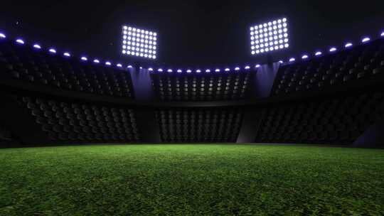 体育场视频背景，闪光灯。发光的体育场灯