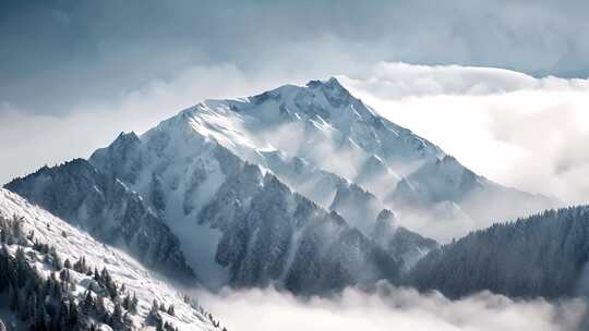 雪山高原山峰云雾