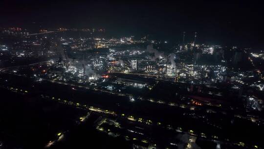 钢铁厂重工业夜景航拍