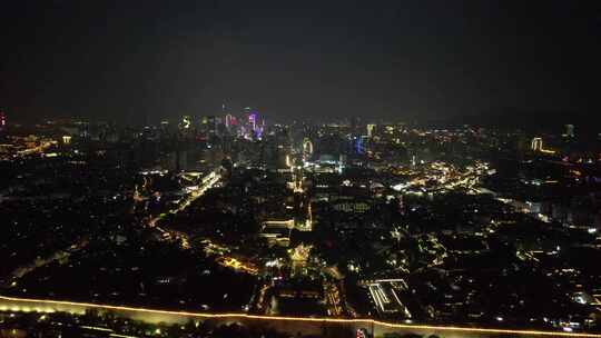 江苏南京城市夜景灯光交通航拍