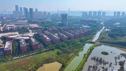 江西南昌航空大学前湖校区校园航拍风景风光