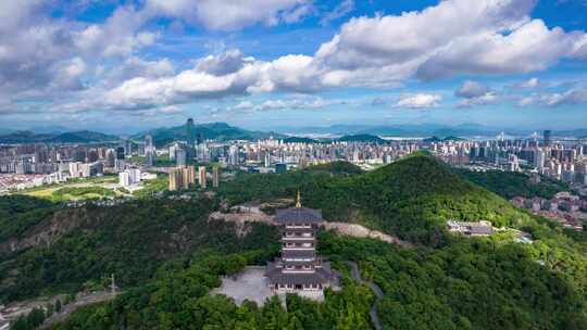 浙江台州城市飞瀑公园航拍延时4K