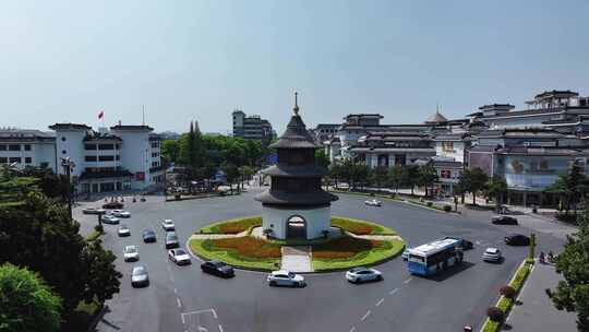 航拍扬州地标建筑文昌阁