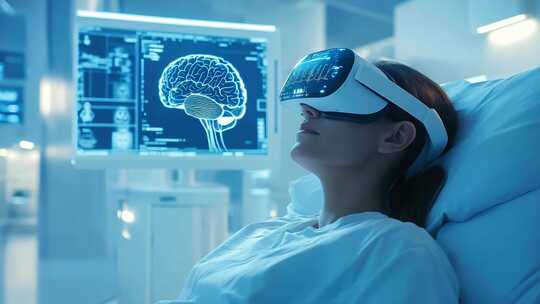 女性使用VR眼镜医疗场景